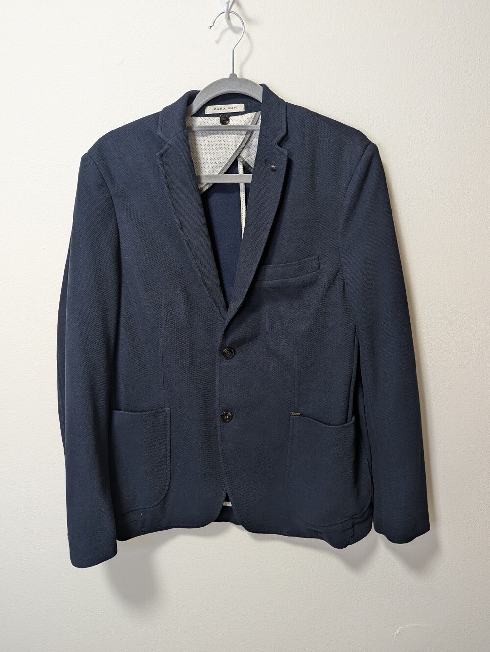 Zara Men's Dark Navy Two-Button Blazer